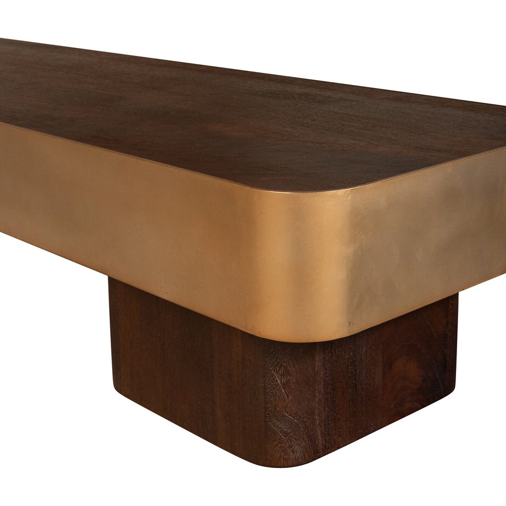 Warren Salontafel Bruin Hout met Goud Metaal PTMD - Salontafel - PTMD - livinglovely.nl