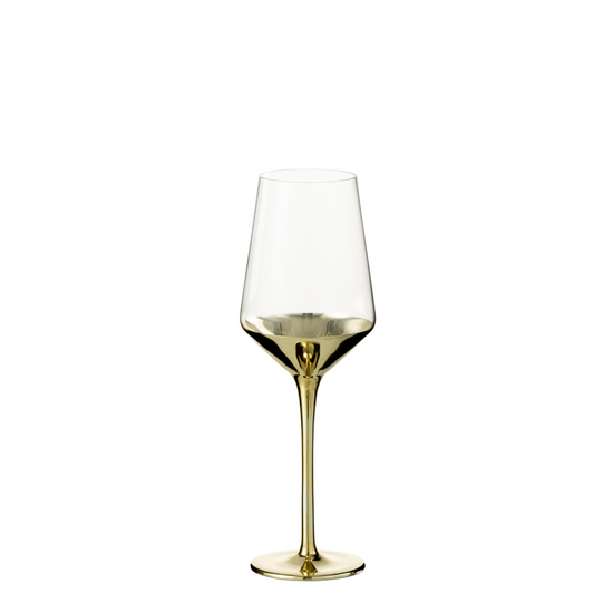 Wijnglas Glas Goud/Transparant , wijn glas , J-Line , livinglovely.nl