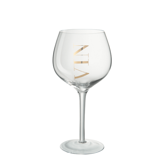 Wijnglas Rood Glas Transparant/Goud , wijn glas , J-Line , livinglovely.nl