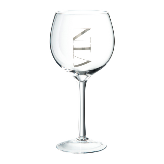Wijnglas Wit Transparant /Zilver , wijn glas , J-Line , livinglovely.nl