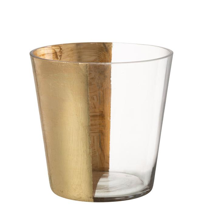 Windlicht Boe Half Goud Medium - Windlicht - J-Line - livinglovely.nl