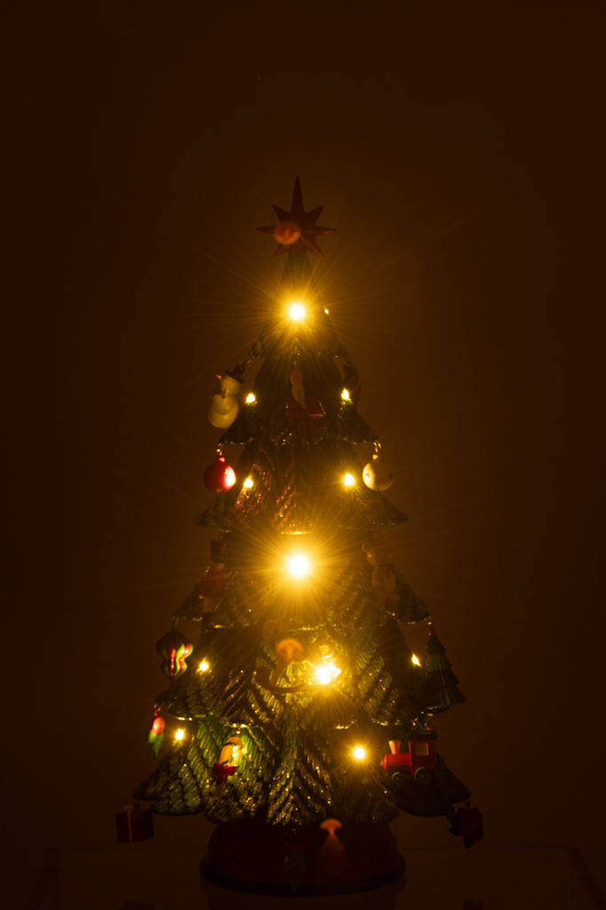 Xmas Tree Led Ornaments Resin Mix Small - - J-Line - livinglovely.nl