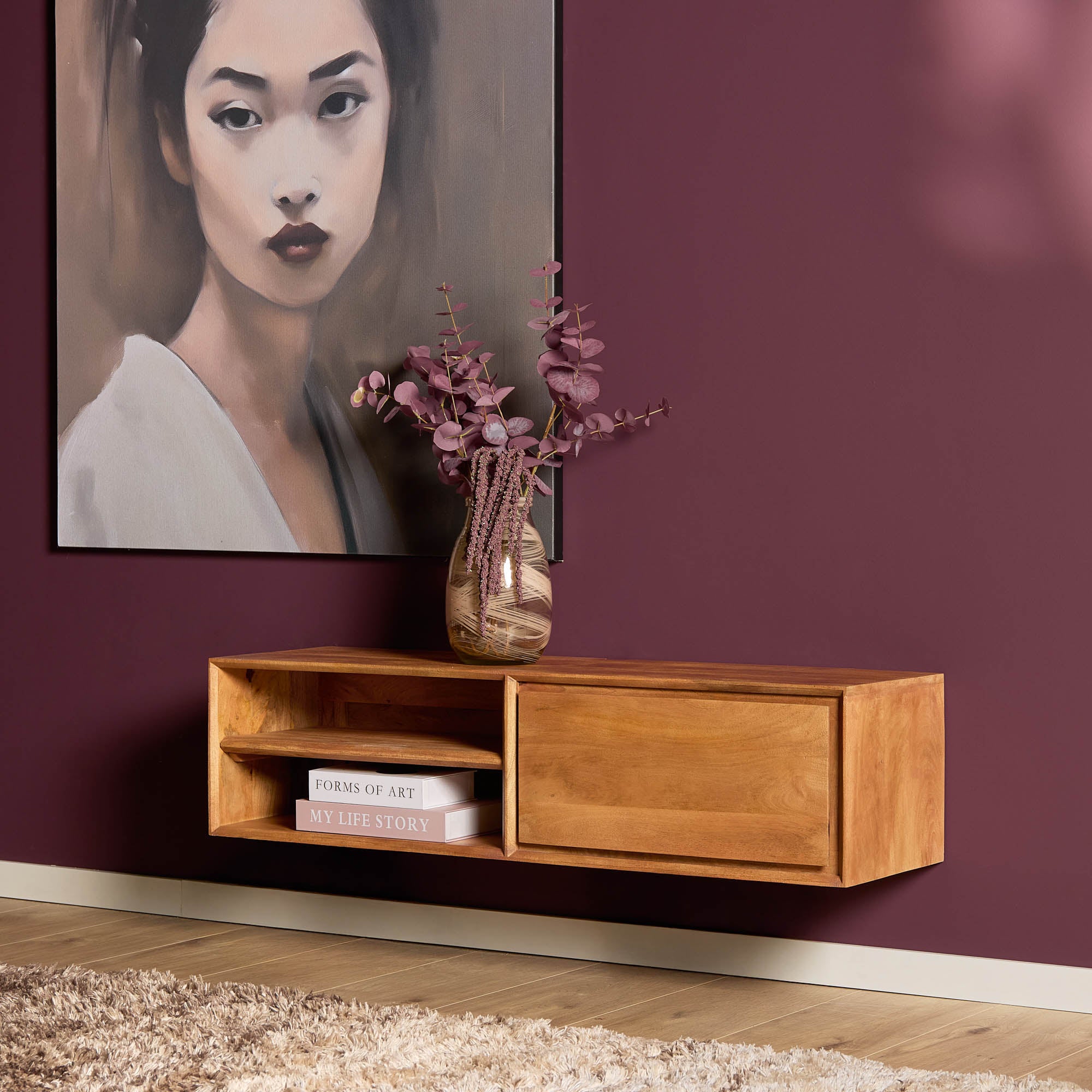 TV-meubel Ambiance Naturel 120cm van Starfurn, zwevend meubel van mangohout