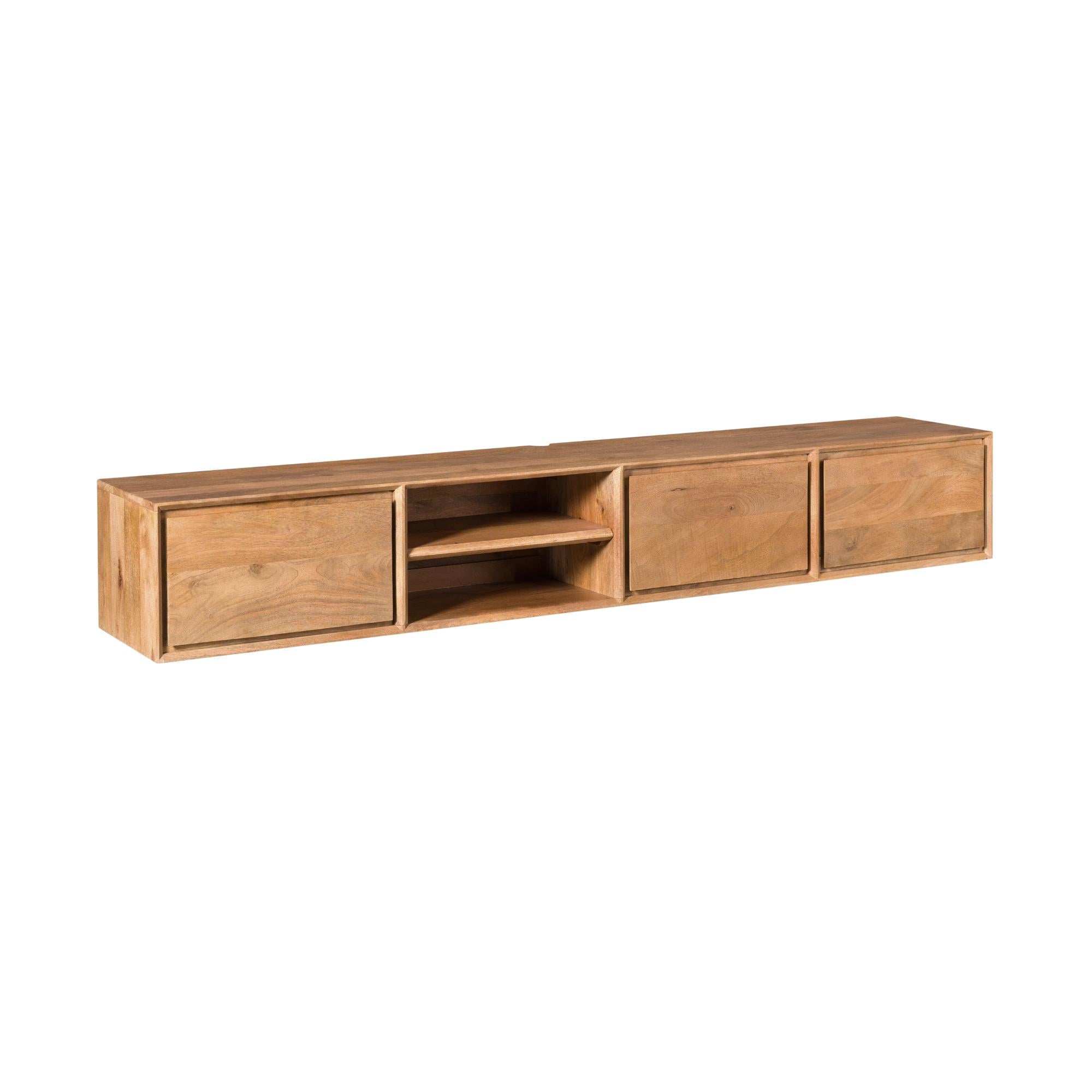 Zwevend TV-meubel Ambiance Naturel 200cm van Starfurn, wandmeubel van mangohout