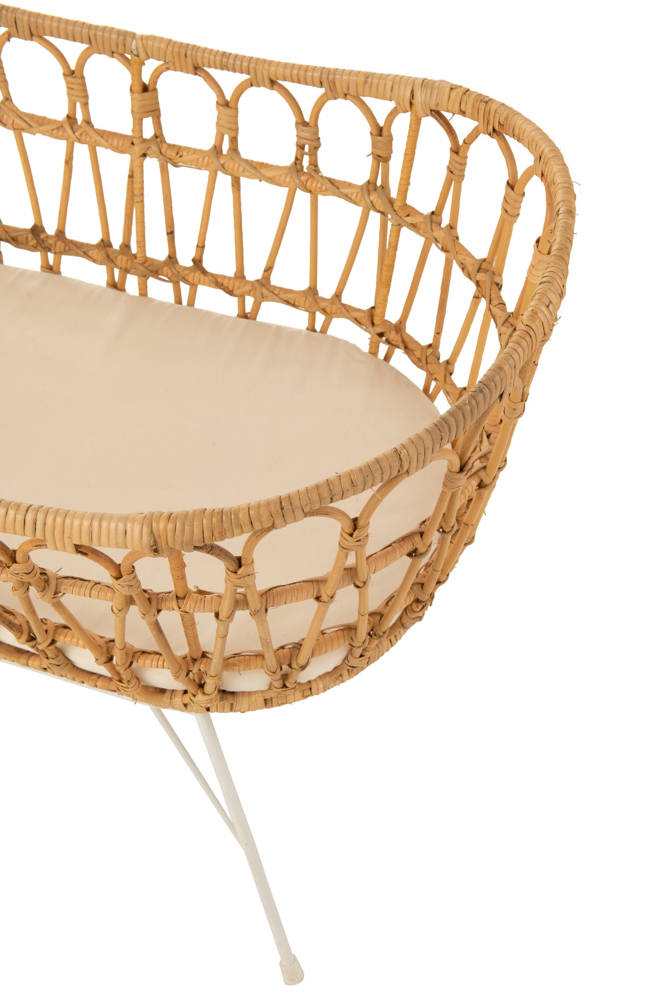 Kinderbed+Matras Rotan/Metaal Naturel/Wit J-Line