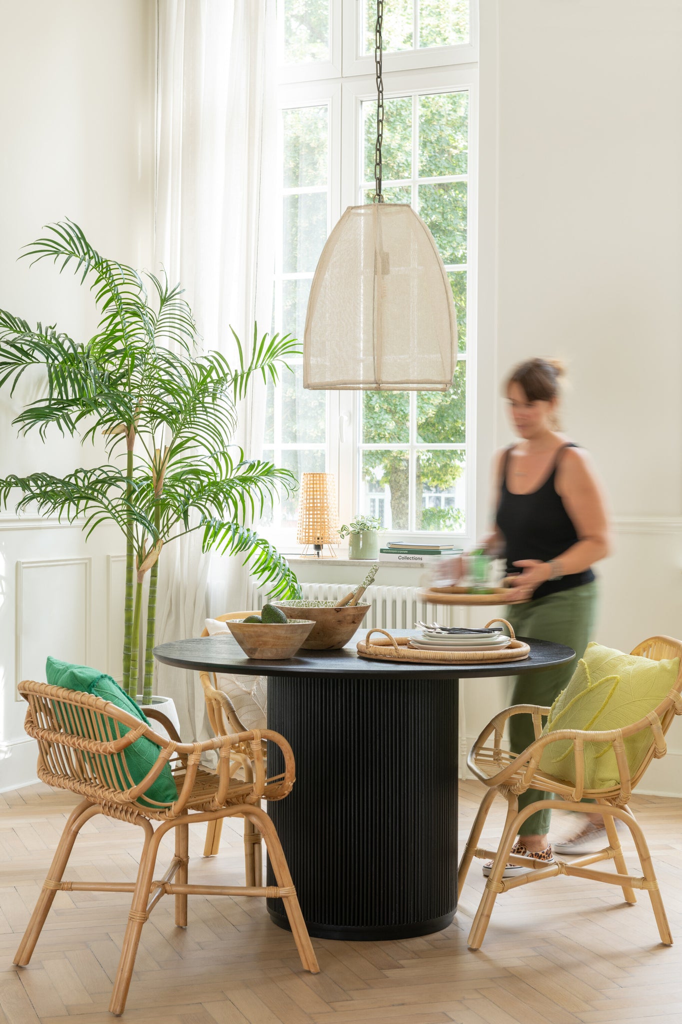 Bamboepalm In Pot Plastiek Groen/Zwart Small J-Line