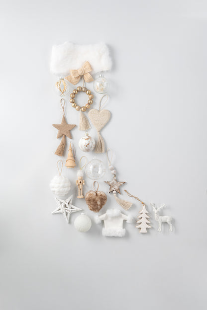 Doos van 6 Kerstballen Marmerlook Glas Wit/Goud Small 8,5xh10cm J-Line