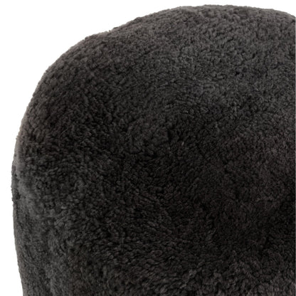 Poef Rond Schapenvel Donker Grijs J-Line