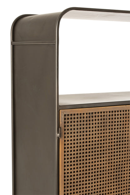 Kast Hoog 3 Lades Metaal/Hout Zwart/Naturel J-Line