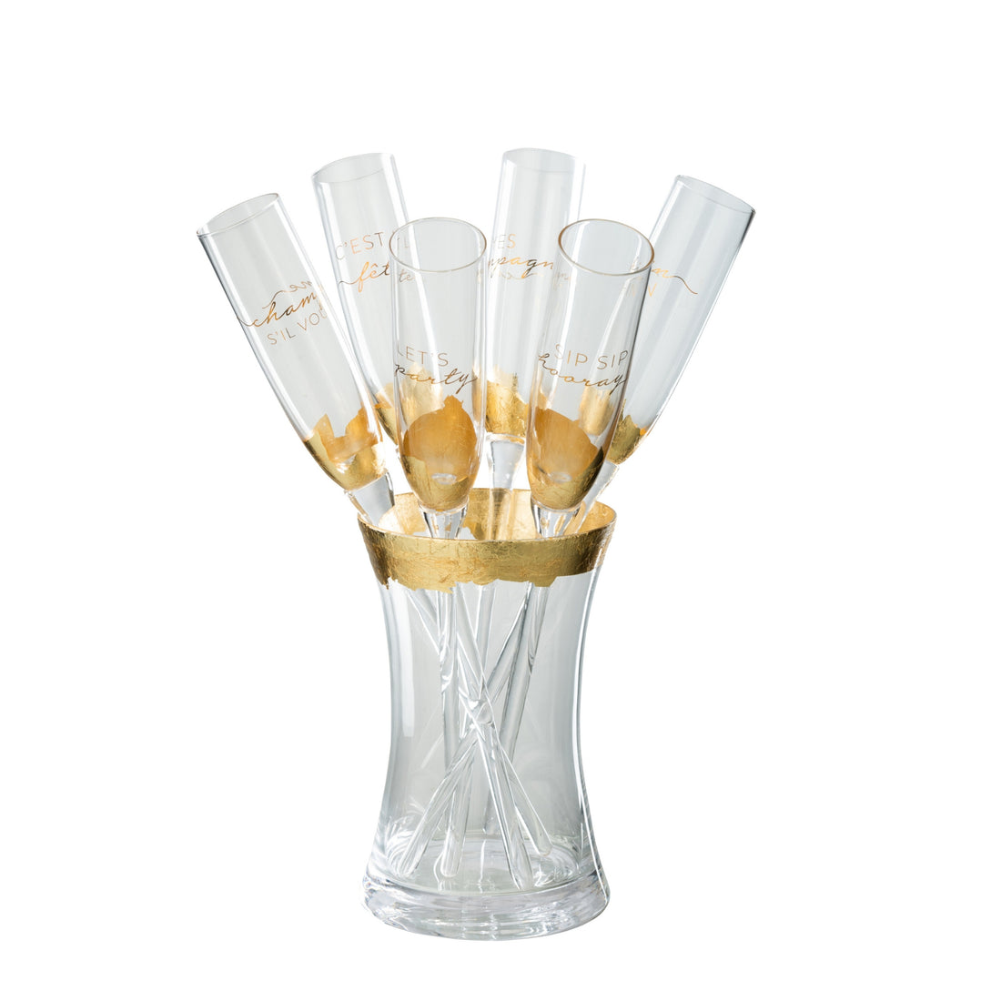 Feestelijke Champagneglazen In Vaas Goud J-Line