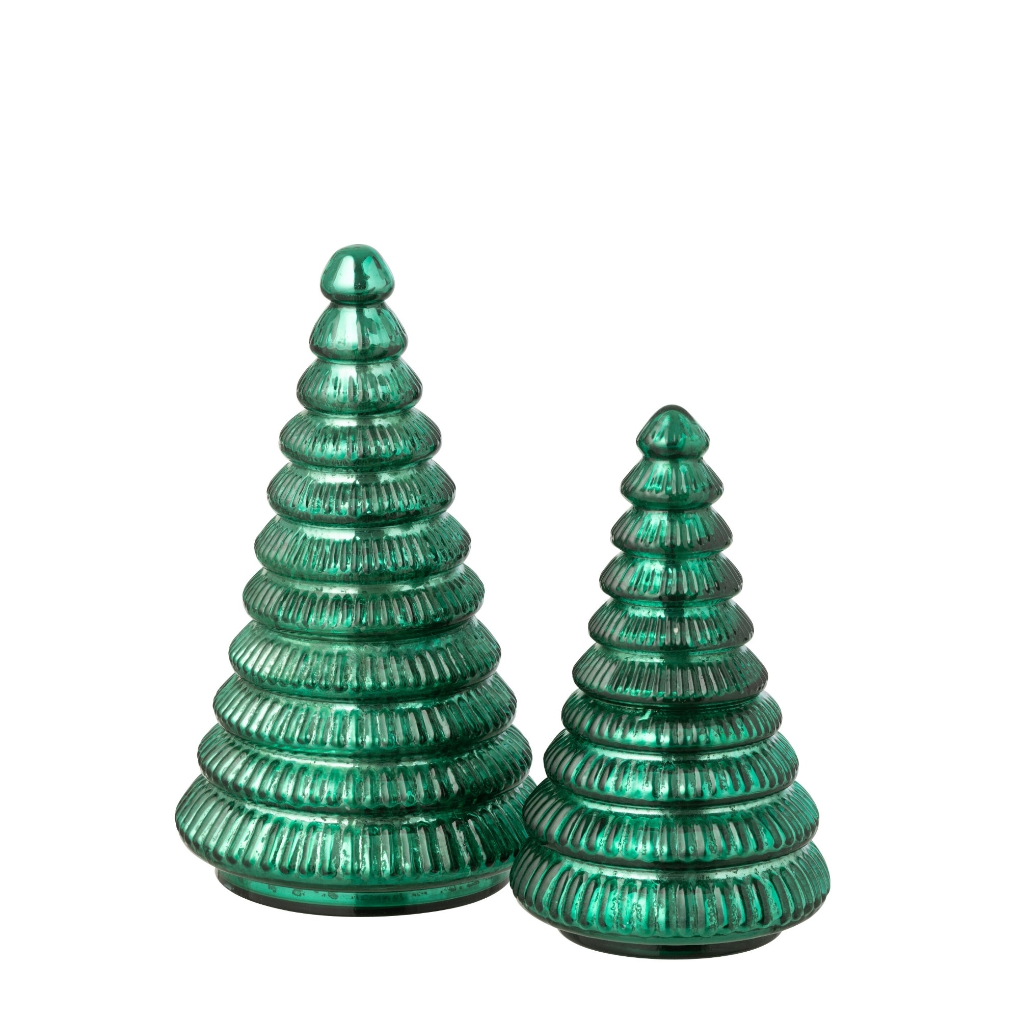 Geurkaars Kerstboom Glas Groen J-Line Set van 2