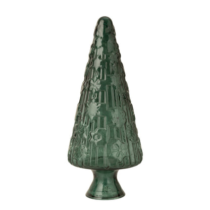 Kerstboom Ornament Groen Glas J-Line H85cm Set van 3