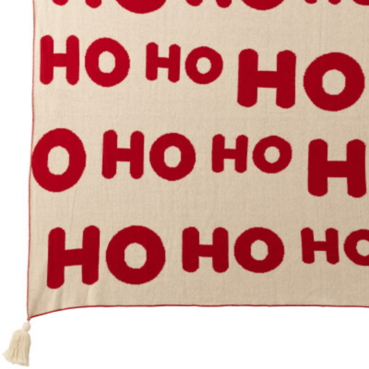 Kerst Set Plaid &amp; Kerstkussens HoHoHo Rood/Wit J-Line