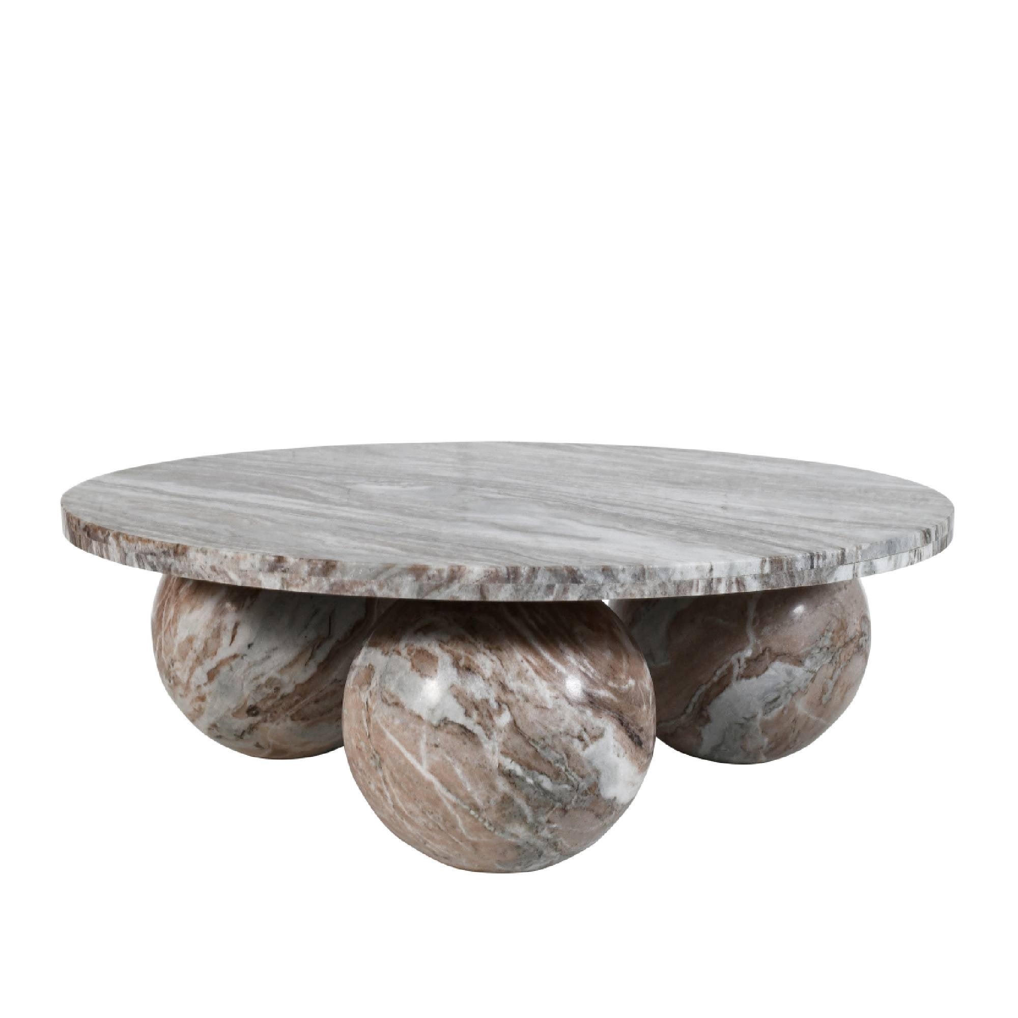 Diro Beige Marmeren Salontafel Rond met Bolpoten PTMD