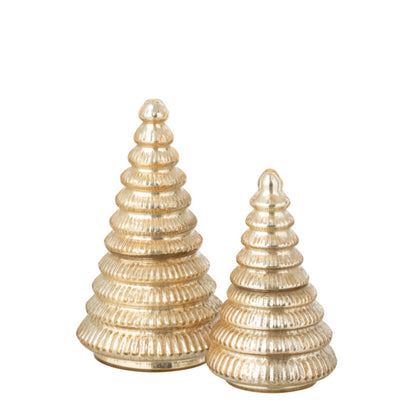 Geurkaars Kerstboom Glas Goud J-Line Set van 2