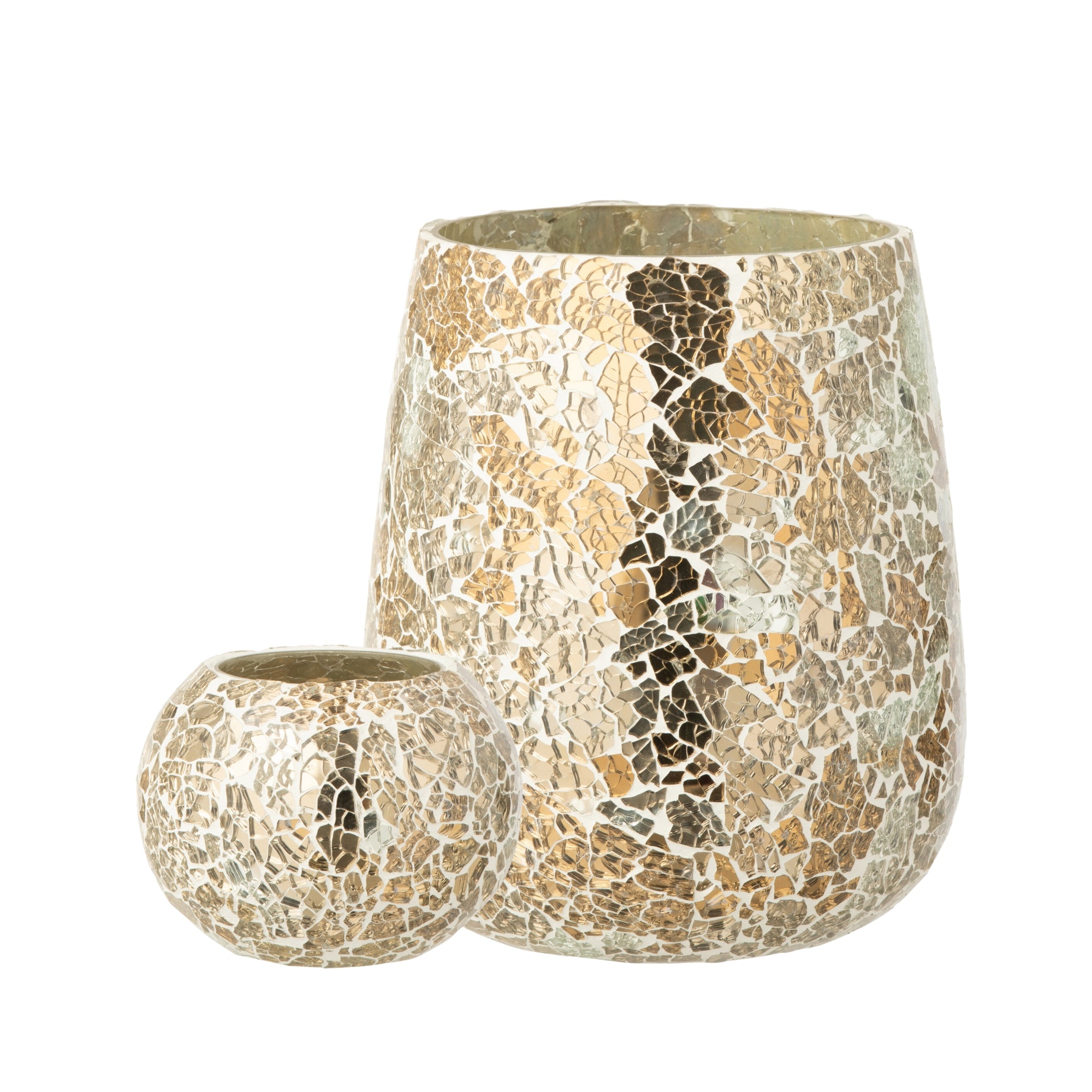 Windlicht Craquelé Glas Goudkleurig Set van 2 J-Line