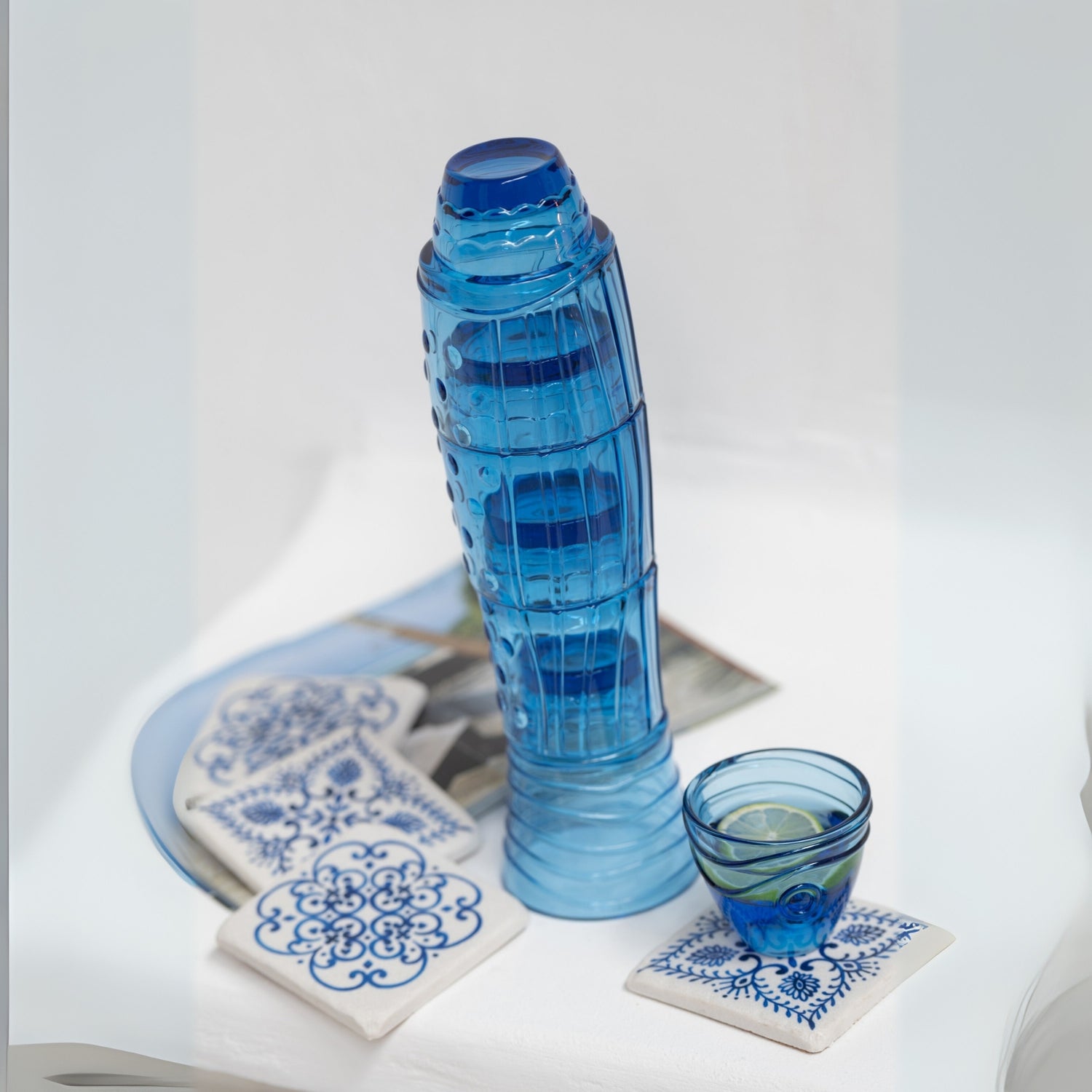 Stapelbare Vis Glazen Hoogblauw J-Line