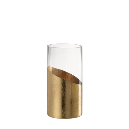 Windlicht Moa Glas Transparant/Goud J-Line set van 3