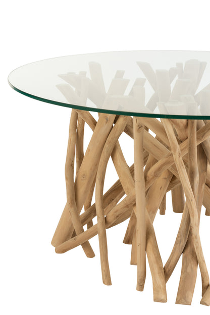 Salontafel Takken Teak Hout Naturel/Glas