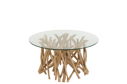 Salontafel Takken Teak Hout Naturel/Glas