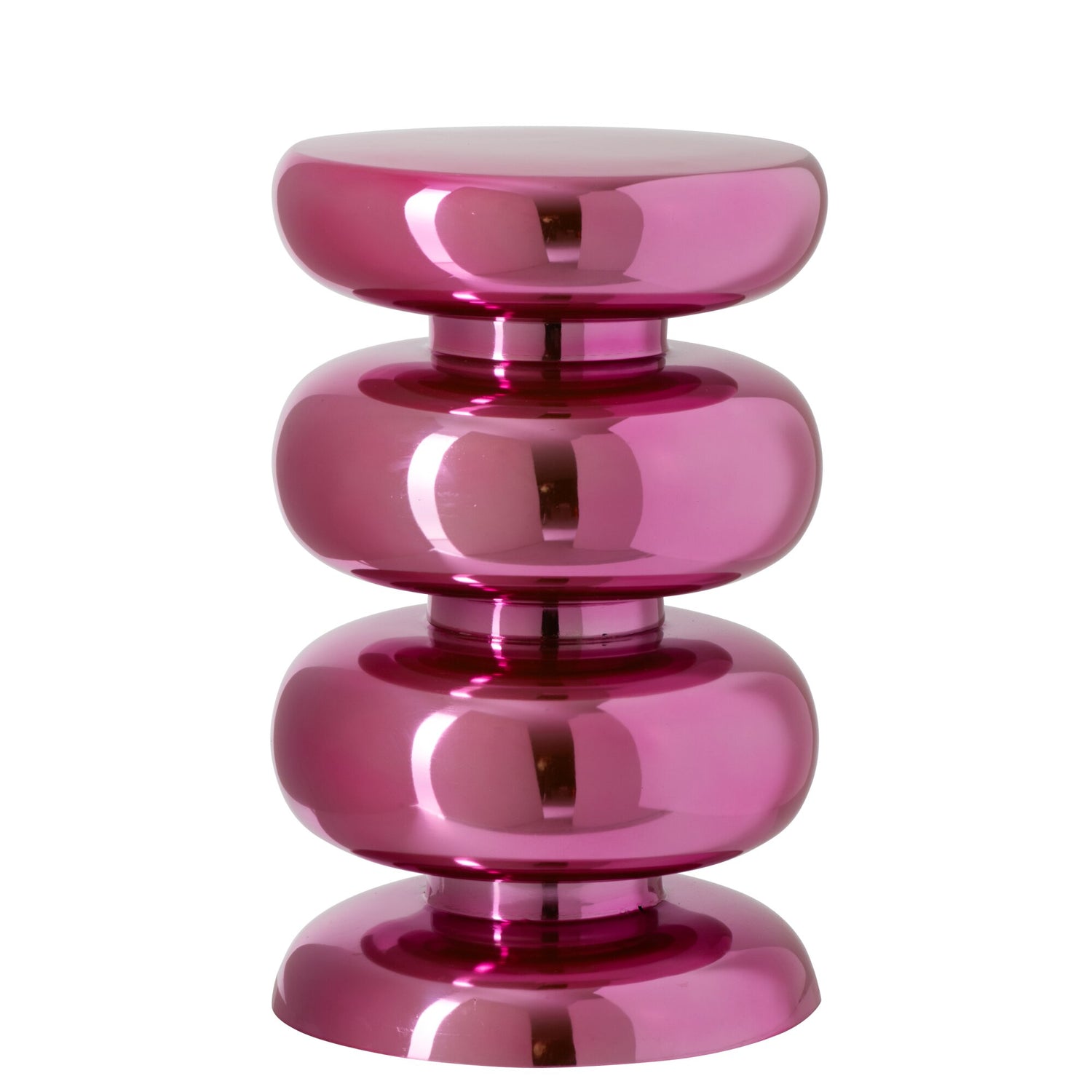 Kruk Glanzend Rond Metaal Neon Roze van J-Line, ronde glanzende metalen kruk in fel neonroze