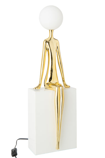 Tafellamp Zittend Silhouet Metaal Goud/Wit J-Line