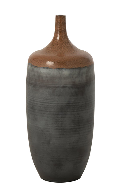 Vloervaas Fles Keramiek Caramel/Grijsblauw Large J-Line