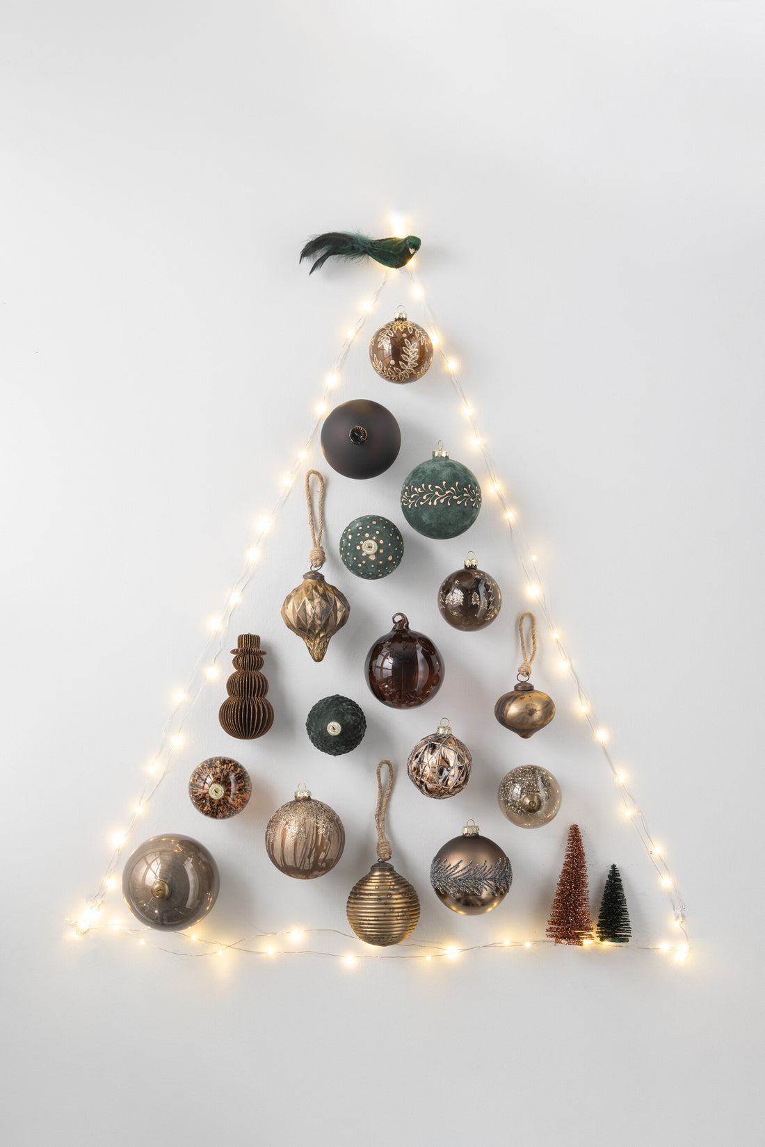 Doos Van 6 Kerstballen Glitter Binnen Glas Bruin J-Line