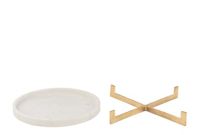 Plateau Marmer Voet Metaal Grijs/Champagne J-Line