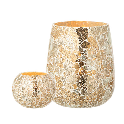 Windlicht Craquelé Glas Goudkleurig Set van 2 J-Line