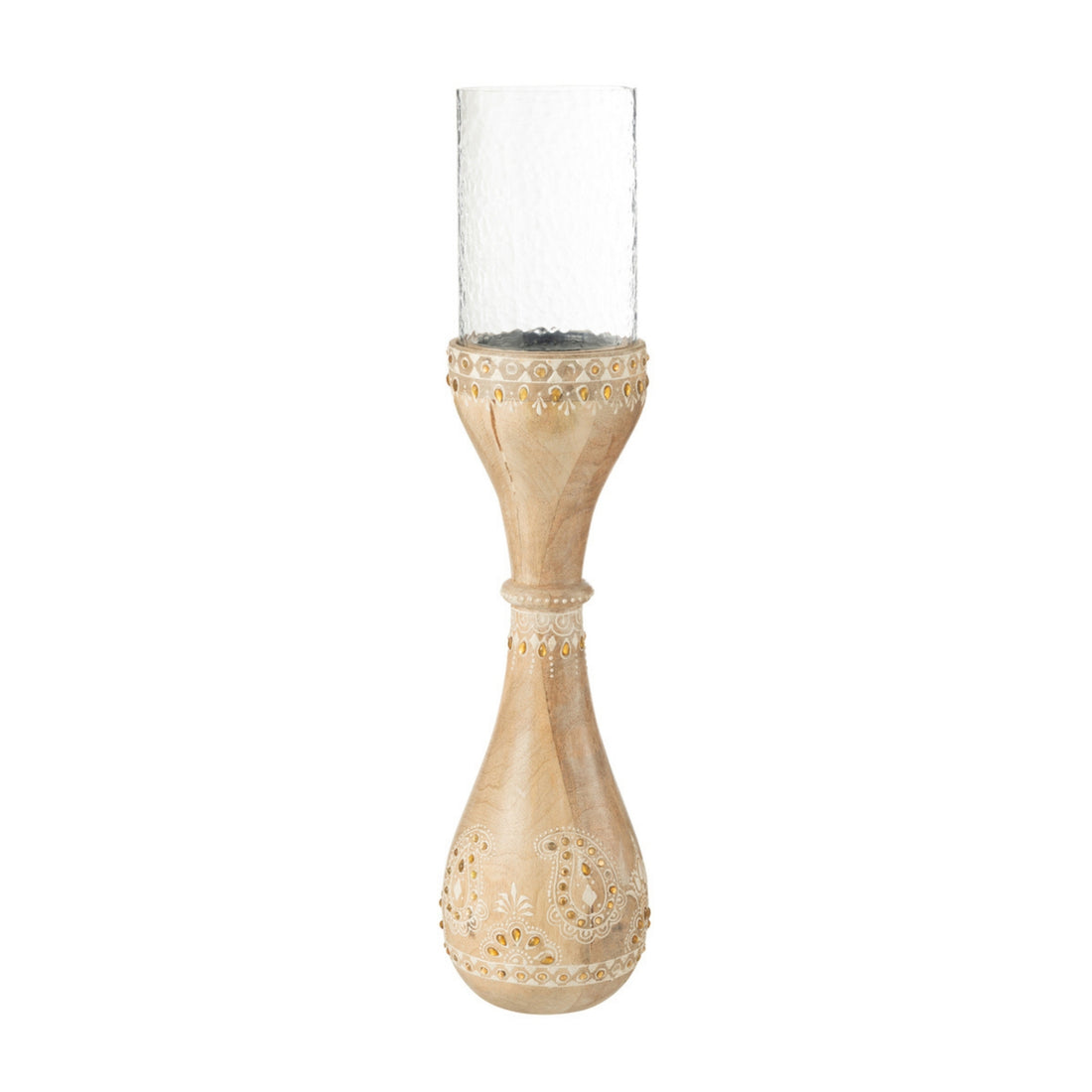 Kandelaar Kralen Mango Hout Naturel/Wit Large J-Line