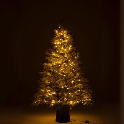 Kerstboom 600 Led Houten Basis Besneeuwd Kunstmatig Donkergroen J-Line