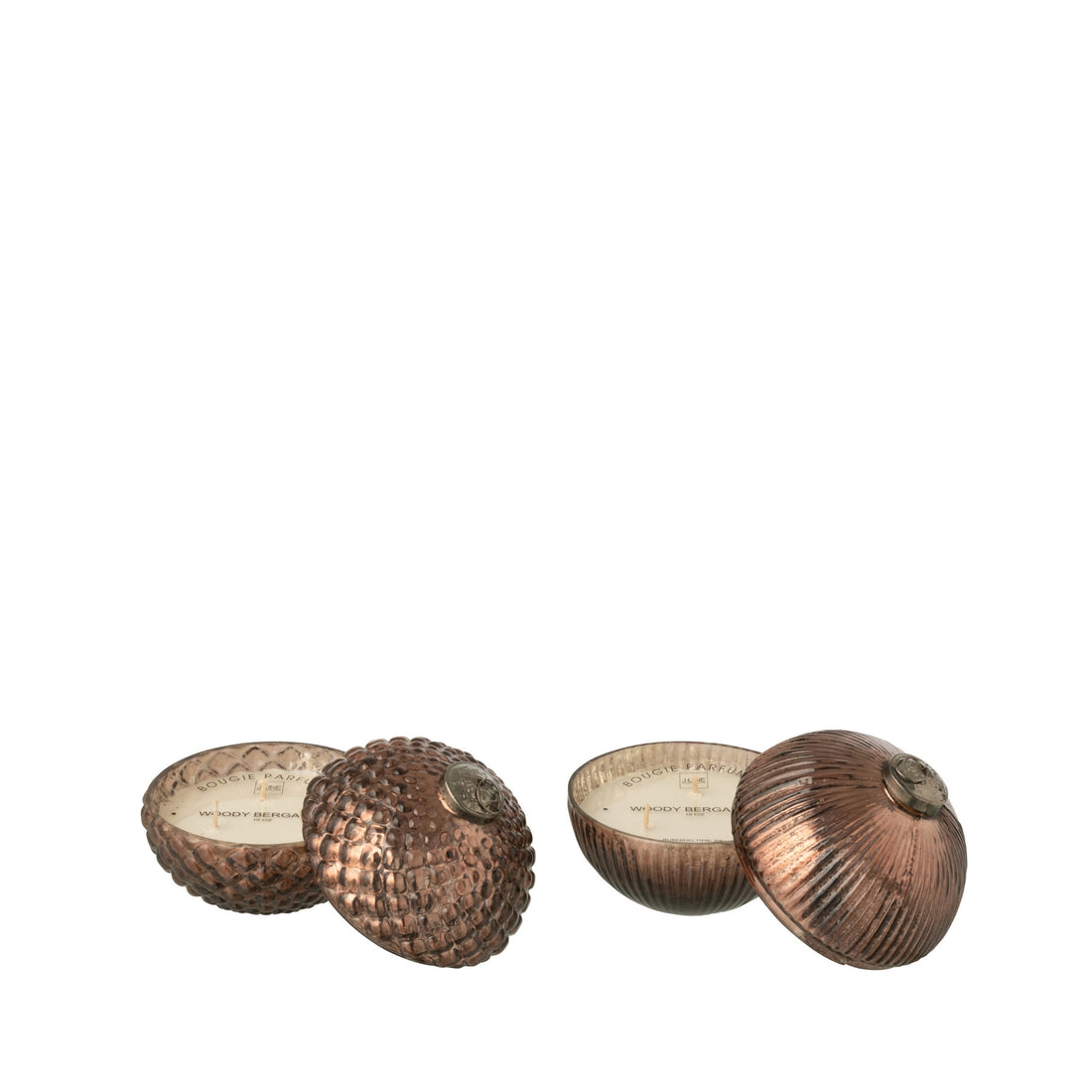 Geurkaars Kerstbal Glas Bruin Small J-Line Set van 2