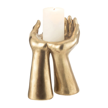 Kandelaar Handen Resine Goud J-Line