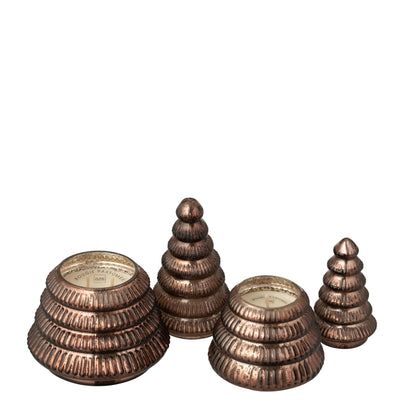 Geurkaars Kerstboom Glas Bruin J-Line Set van 2