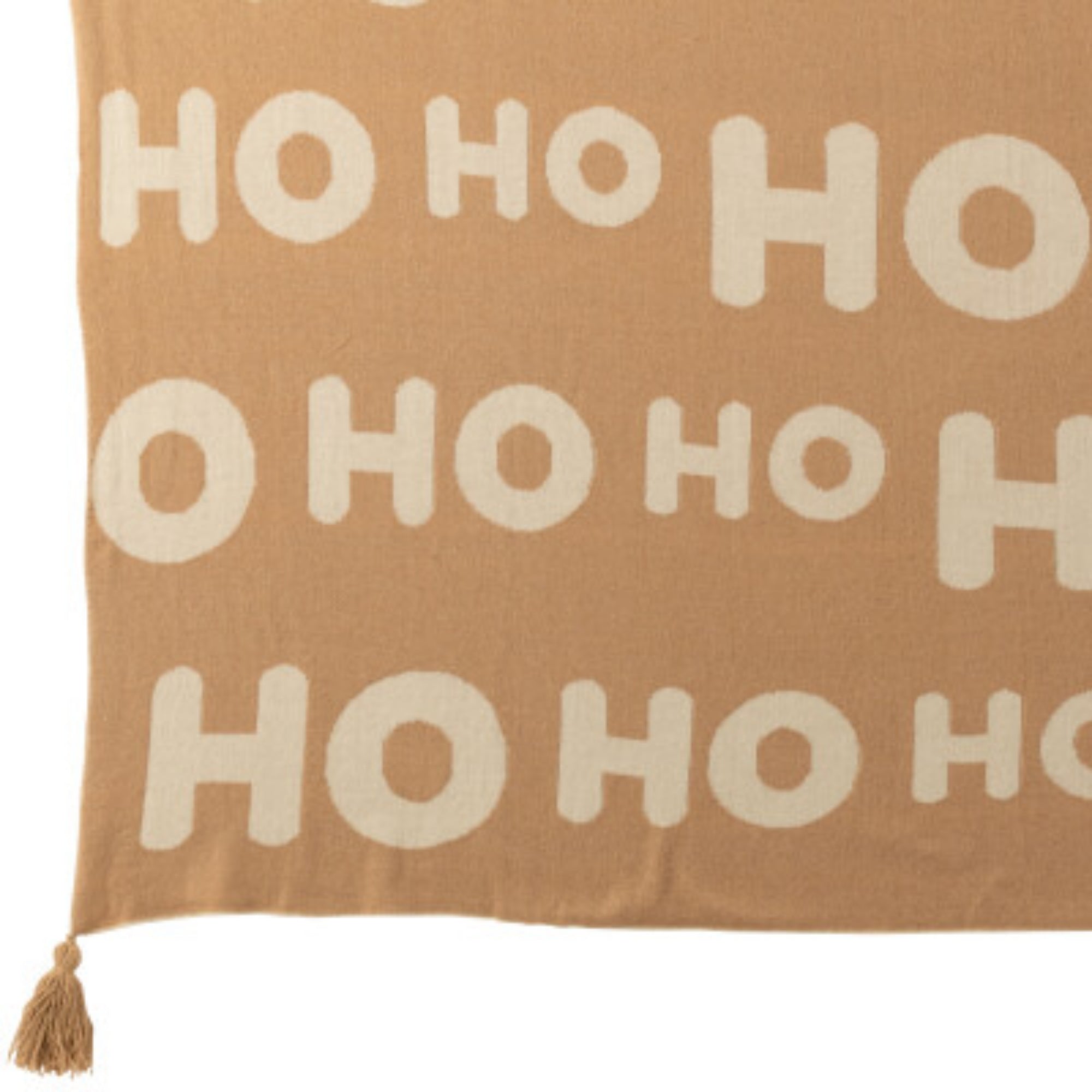 Kerstbundel Plaid &amp; Kerstkussens HoHoHo Beige/Wit J-Line