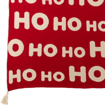 Kerst Set Plaid &amp; Kerstkussens HoHoHo Rood/Wit J-Line