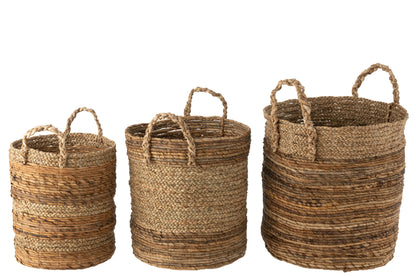 Manden Lucie Raffia Naturel Set van 3 J-Line