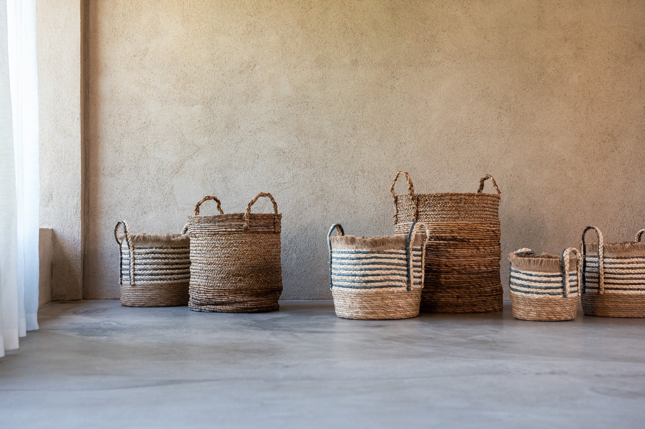 Manden Lucie Raffia Naturel Set van 3 J-Line