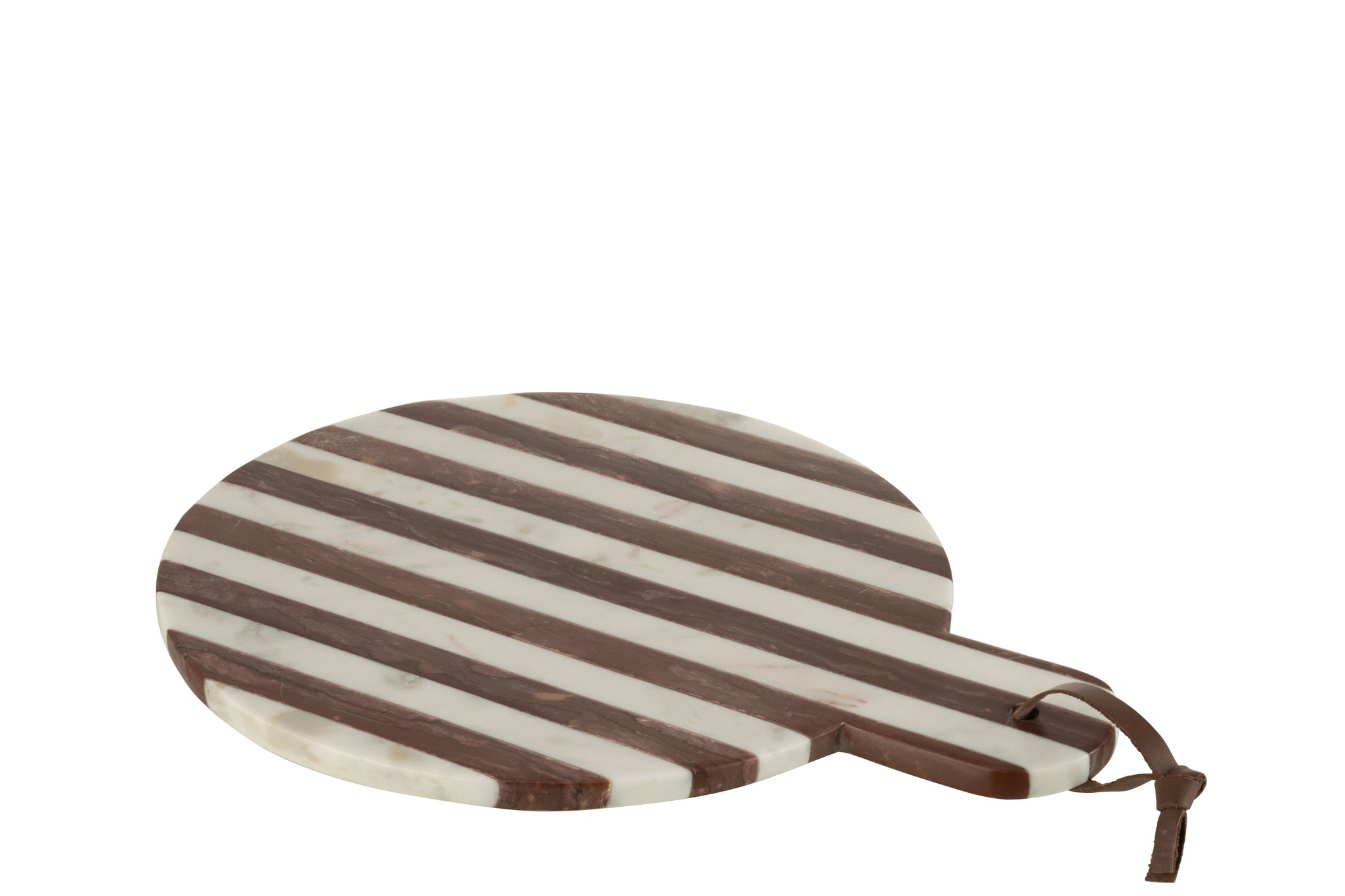 Plank Rond Streep Marmer Wit/Bruin 46x31x2cm J-line