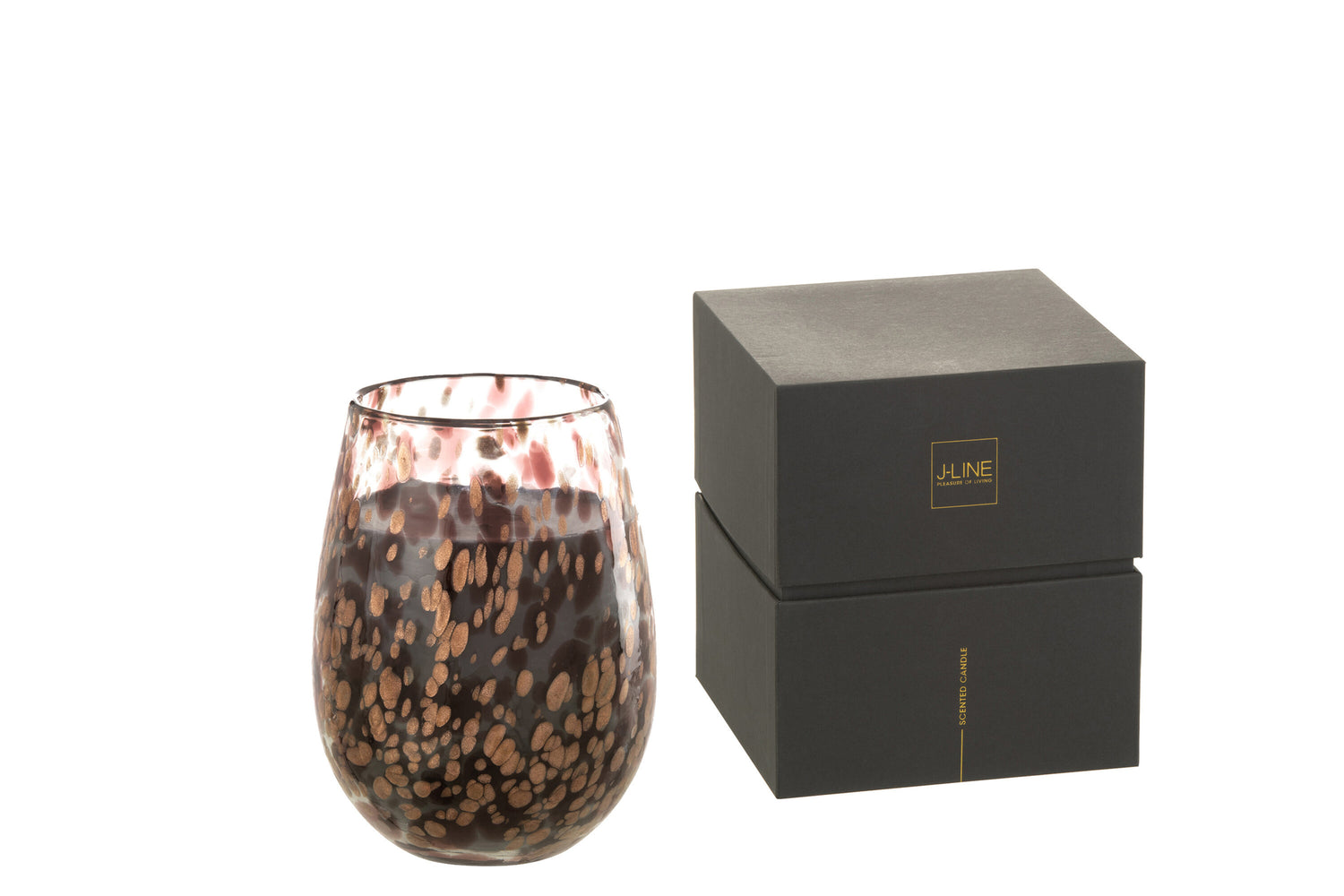 Geurkaars Mia Zwart/Mix Glas Medium 120uur J-Line