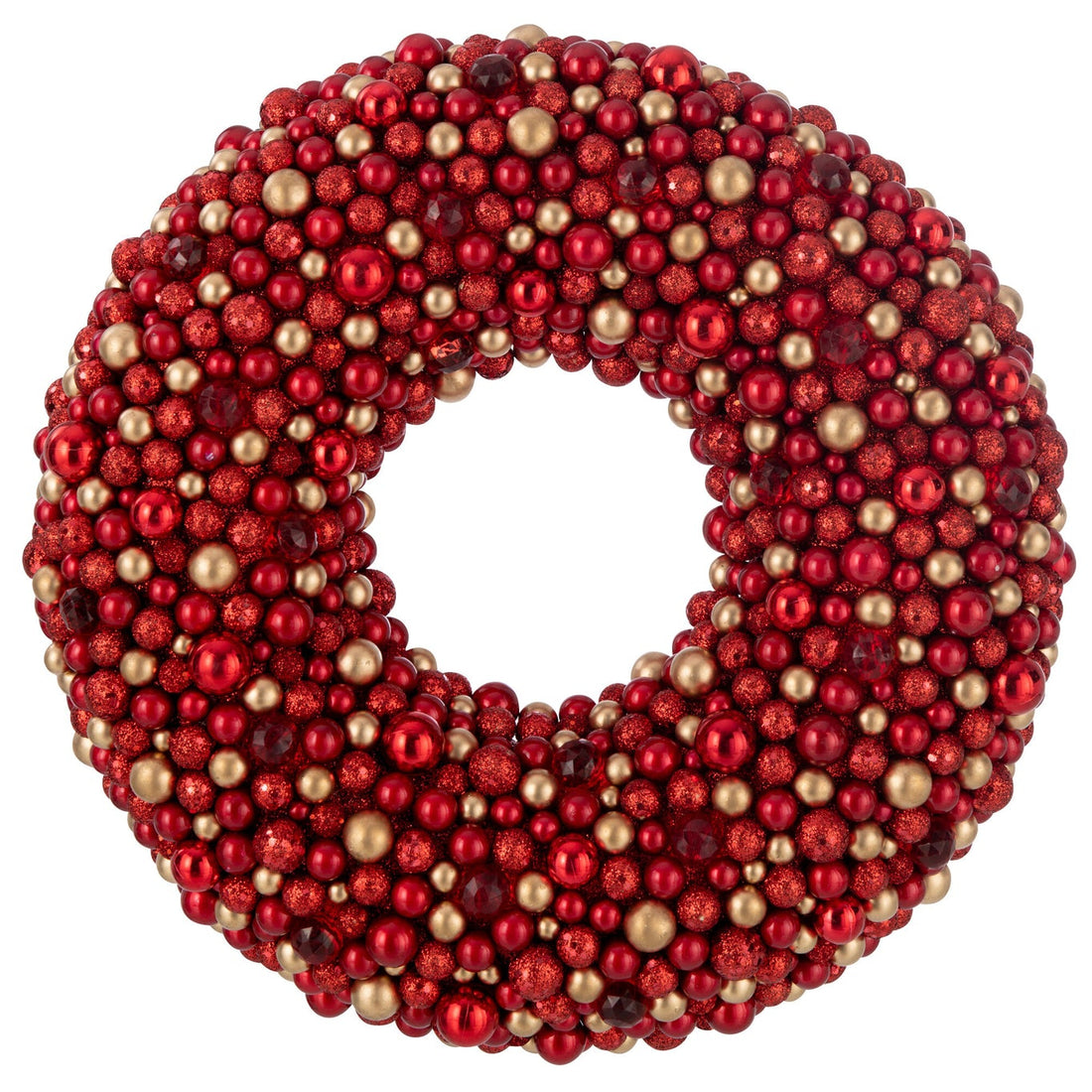 Krans Rond Balletjes Plastiek Rood/Goud Ø50cm J-Line
