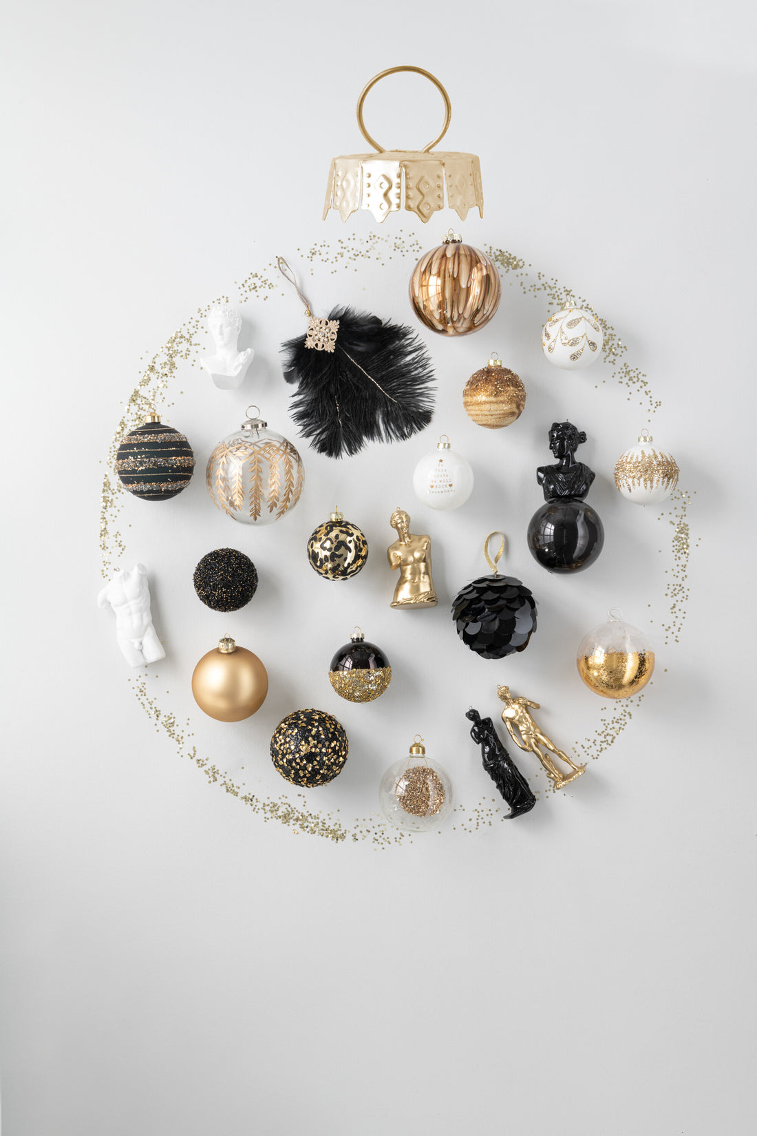 Doos Van 8 Kerstbal 2+2+2+2 Tekst Kerstmis Glas Wit/Goud J-Line