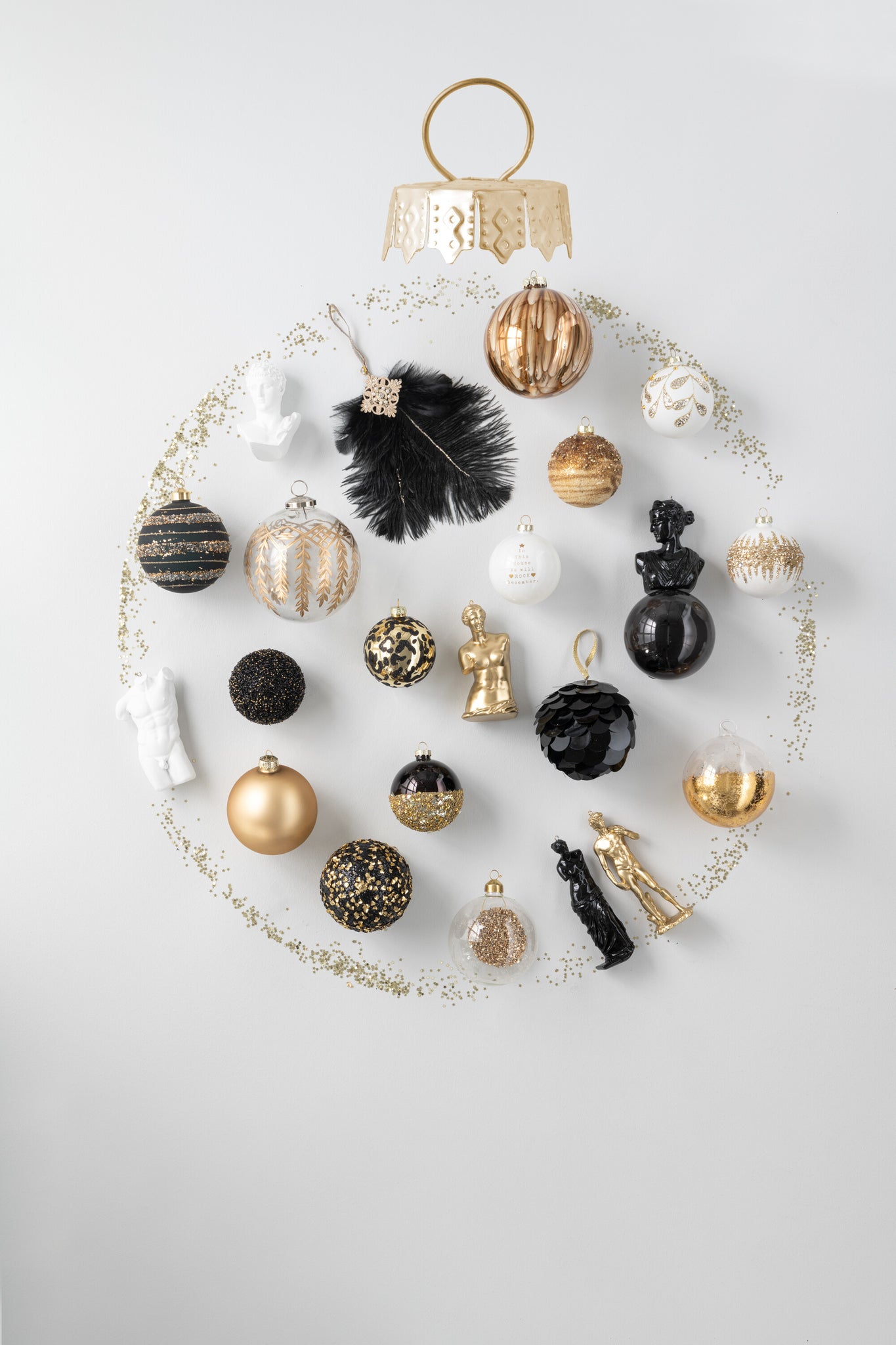 Doos Van 8 Kerstbal 2+2+2+2 Tekst Kerstmis Glas Wit/Goud J-Line