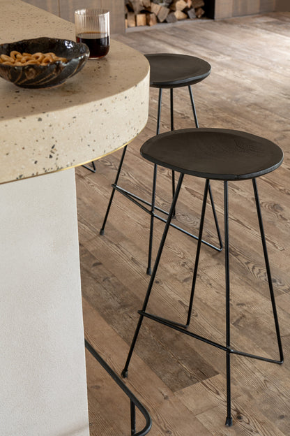 J-Line Barstoel Teak Hout/IJzer Zwart