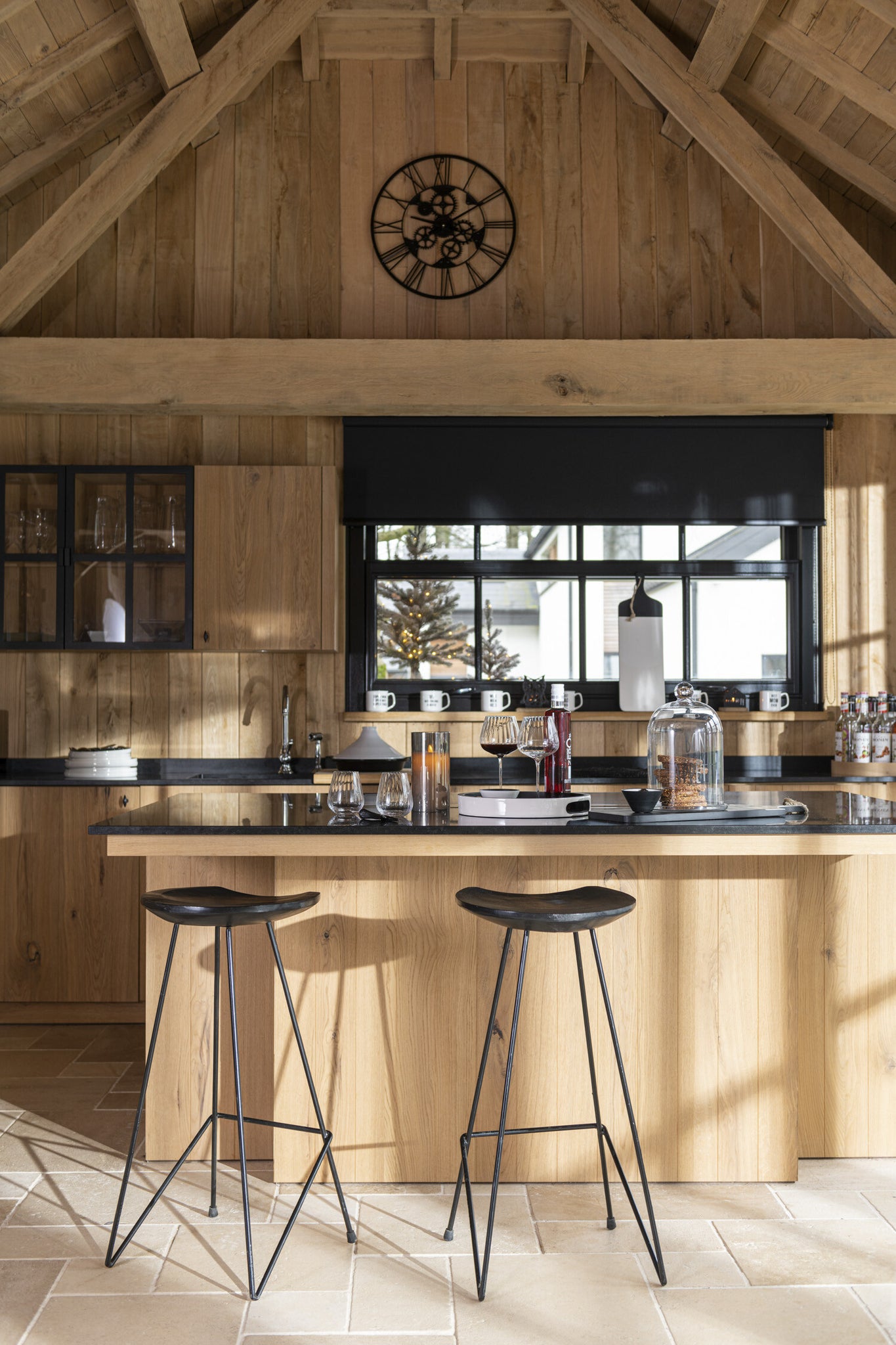 J-Line Barstoel Teak Hout/IJzer Zwart