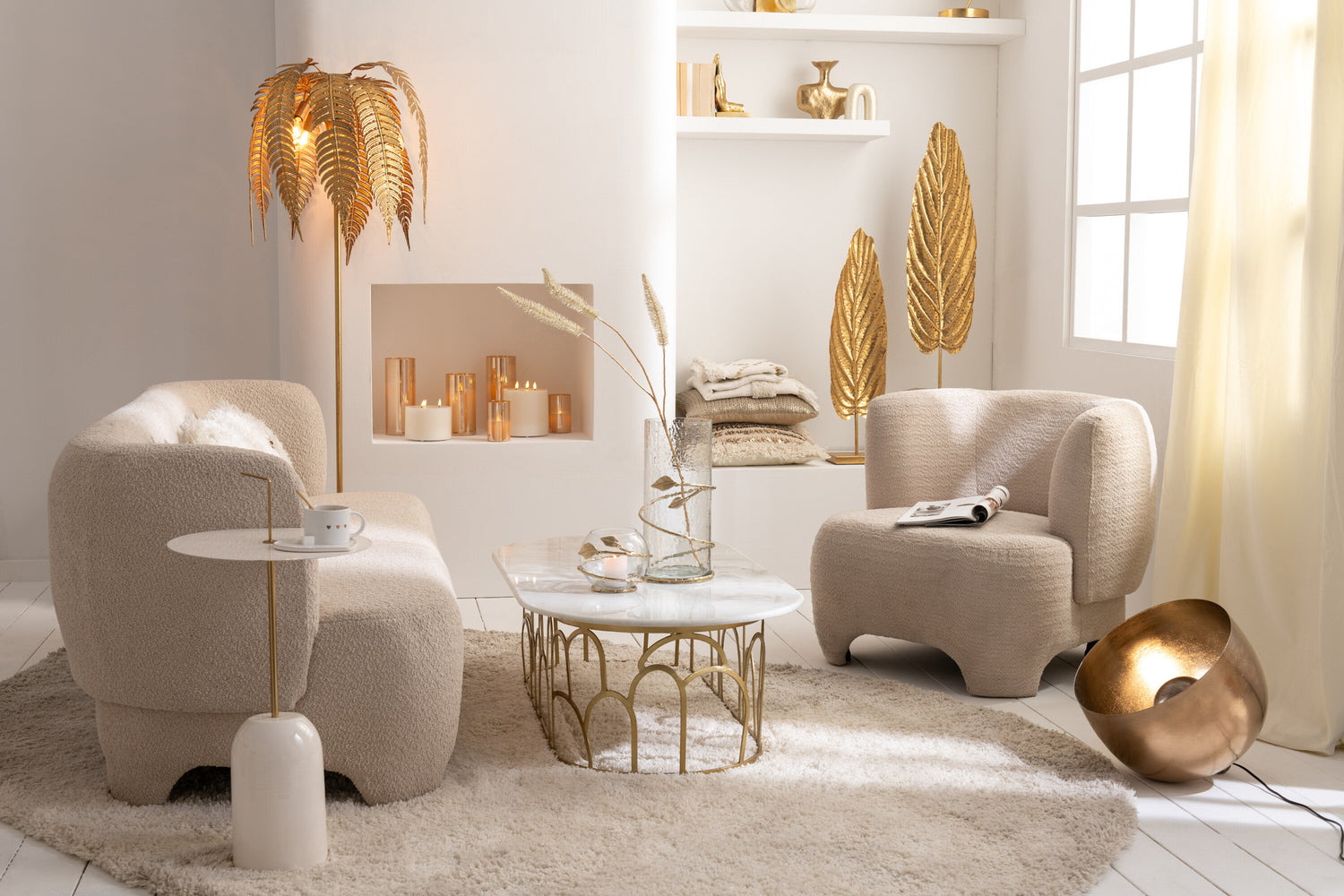 J-Line Witte 2/3-zits Sofa J-Line