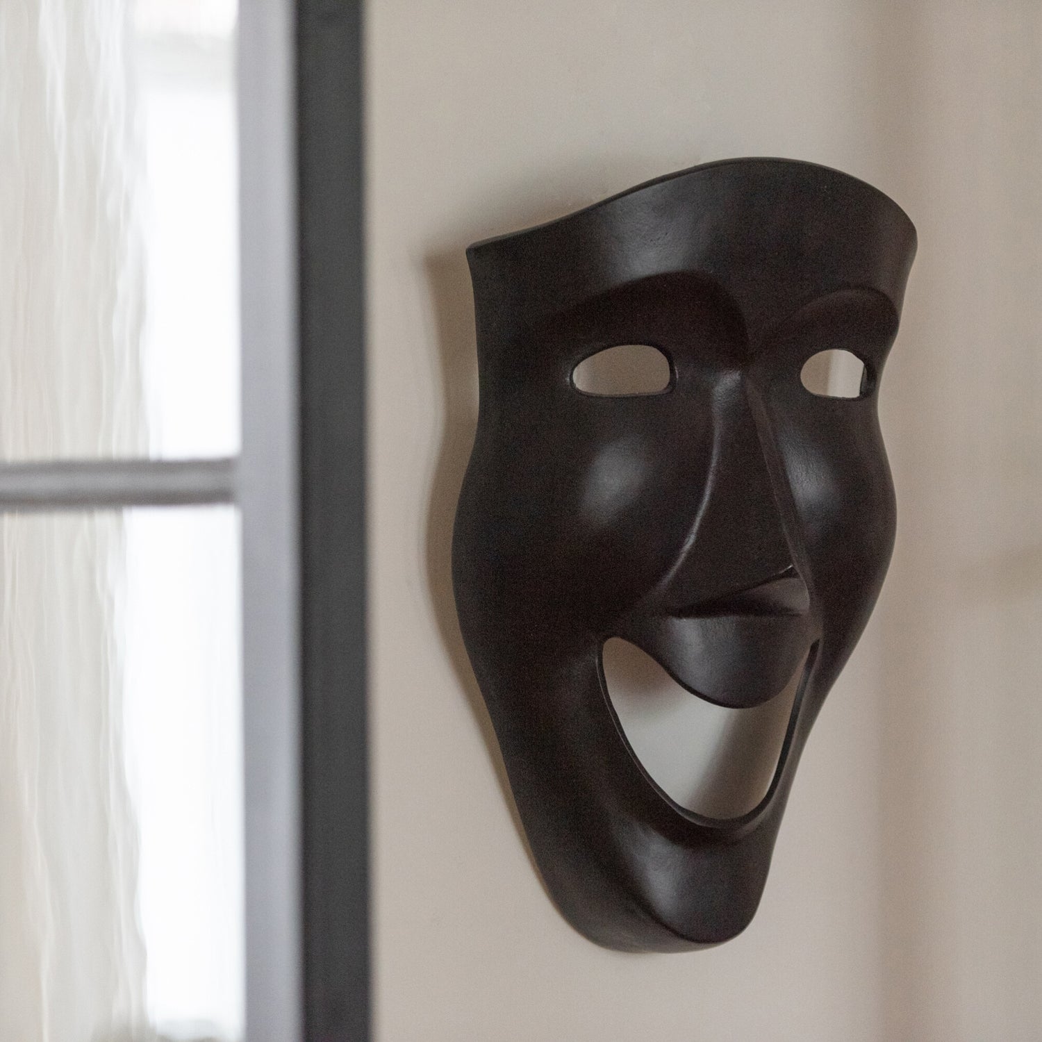 Wanddecoratie Abstract Masker Aluminium Zwart Large J-Line