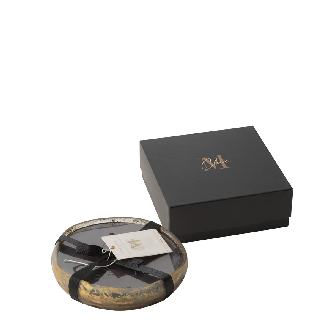 Geurkaars M-Chic Glas Goud/Zwart Medium-20u J-Line