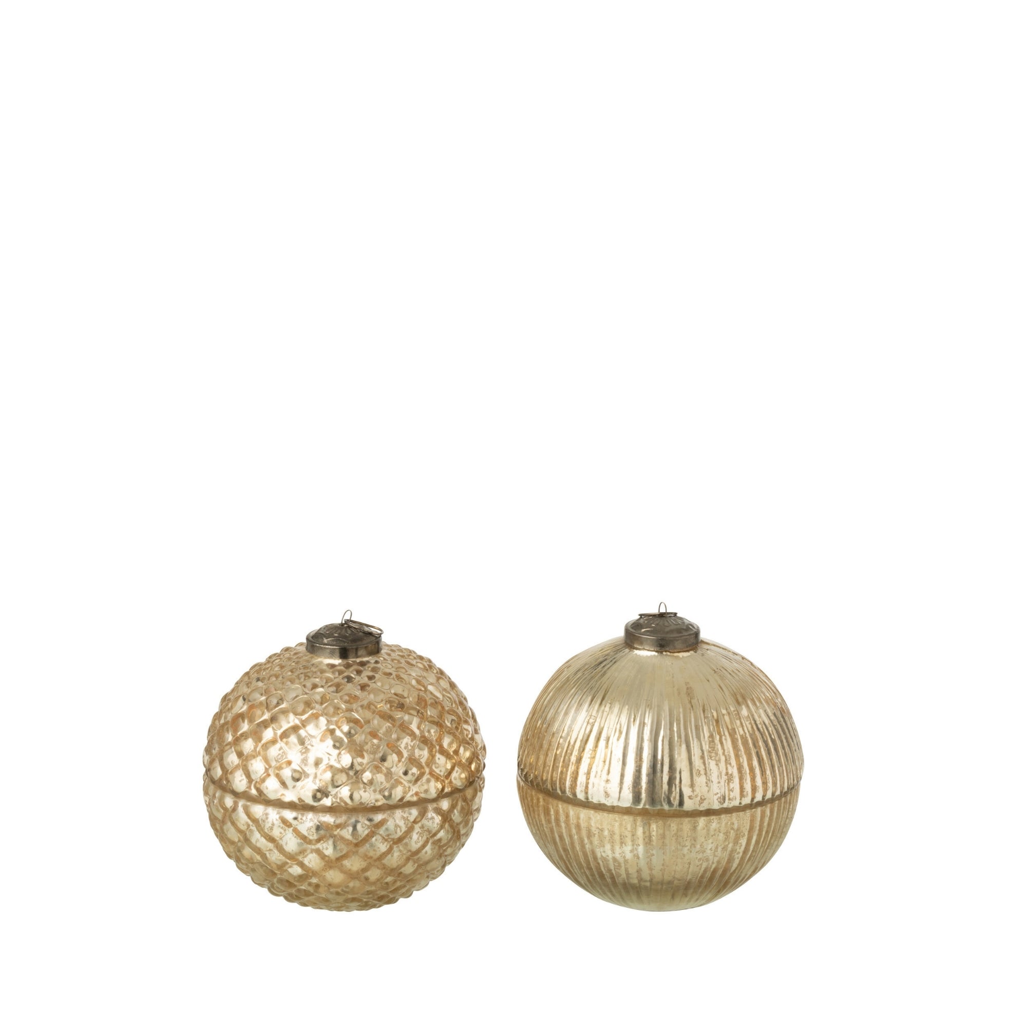 Geurkaars Kerstbal Glas Goudkleurig Small Set van 2 J-Line